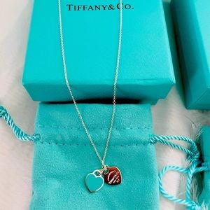 Tiffany Blue Double Heart Pedent